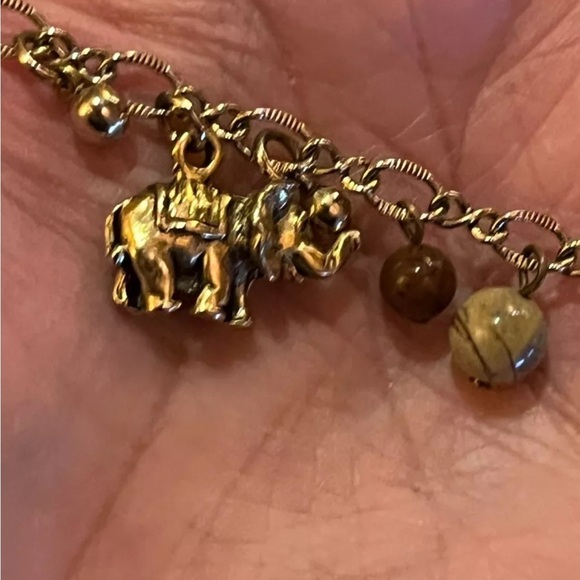 African Safari Charm Necklace with Genuine Stones Elephant Zebra Tiger - Picture 10 of 12